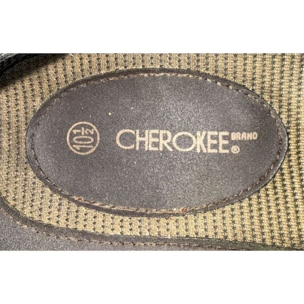 Cherokee Men's Fisherman Sandal Brown Hook Loop Comfort 10.5 woven caged leather